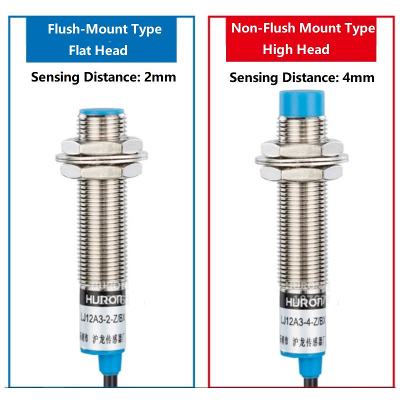 LJ12A3 proximity sensor, M12 inductive switch, LJ12A3-4-Z/BX, NPN proximity switch, PNP proximity sensor, 24V metal detector, NO NC proximity switch, flush mount sensor, non-flush proximity switch, 2-wire proximity switch, 3-wire proximity sensor, industrial automation sensor, waterproof proximity switch, HURON proximity sensor