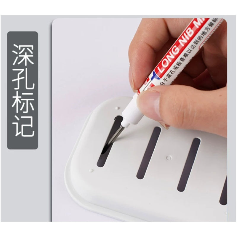 long tip marker,extended nose marker,deep hole marker,permanent oil marker,waterproof marker pen,construction marker,wood marking pen,tile marker,long nose marker,deep reach marker,carpentry marker,industrial marker,fade resistant marker,quick dry marker,hardware marking pen,refillable marker,black red blue marker,woodworking tools