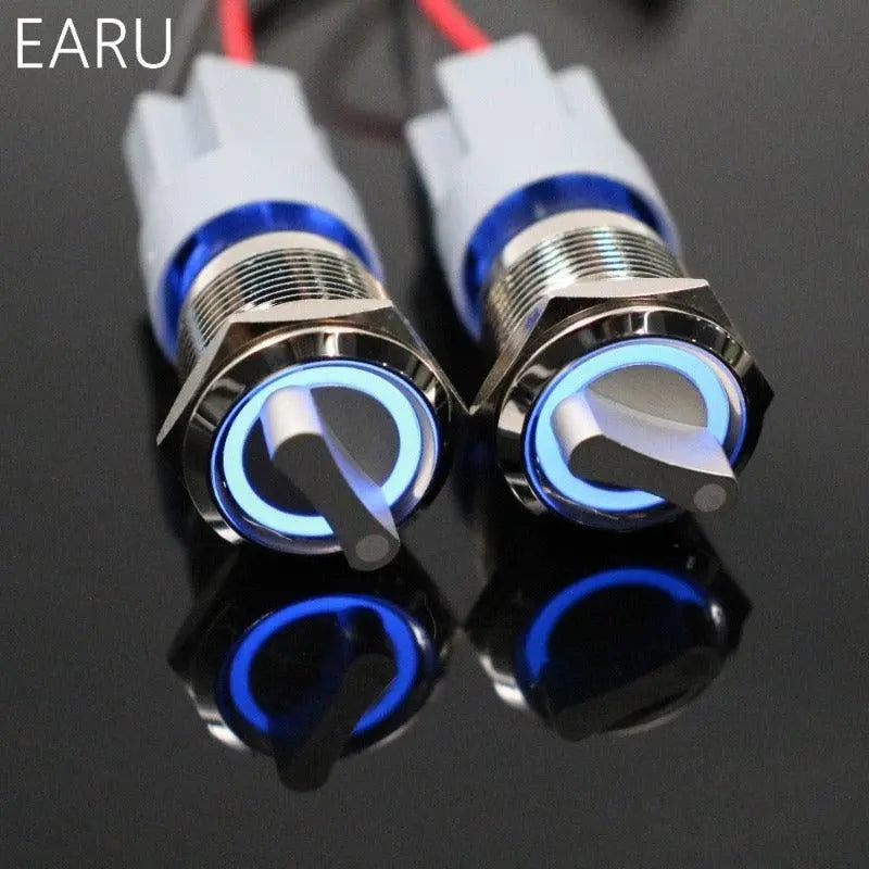 22mm 2 3 Position Switch Push Button Switch DPDT Illuminated Metal selector - electrical center b2c