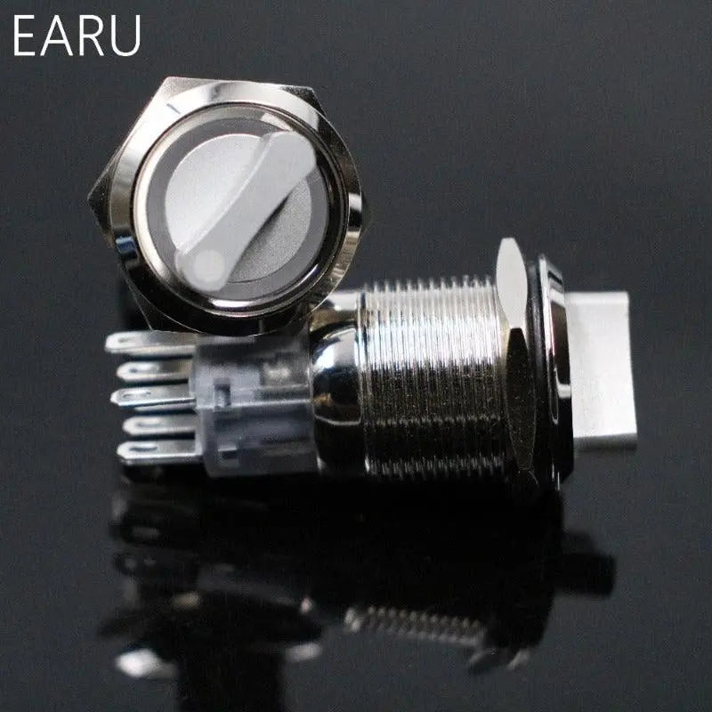 22mm 2 3 Position Switch Push Button Switch DPDT Illuminated Metal selector - electrical center b2c