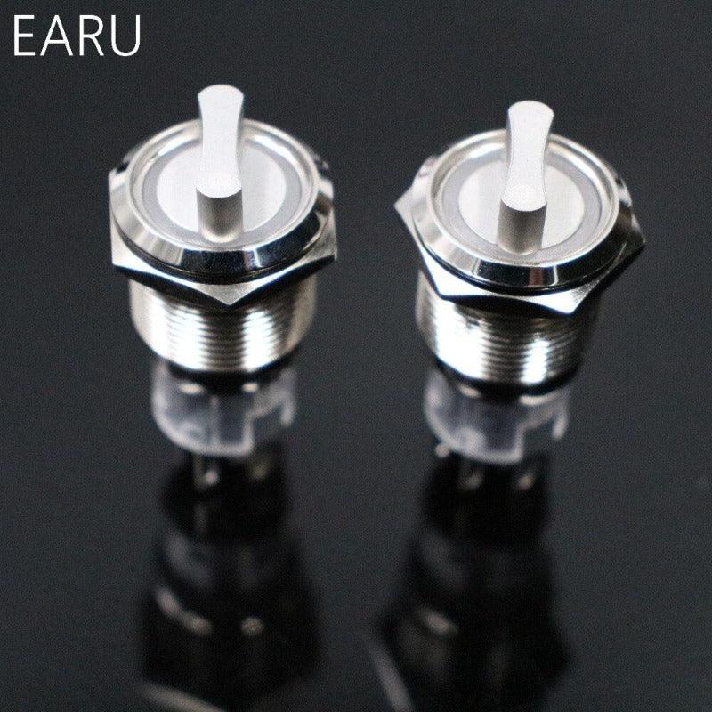 22mm 2 3 Position Switch Push Button Switch DPDT Illuminated Metal selector Rotary Switch with LED Waterproof Stainless Steel.