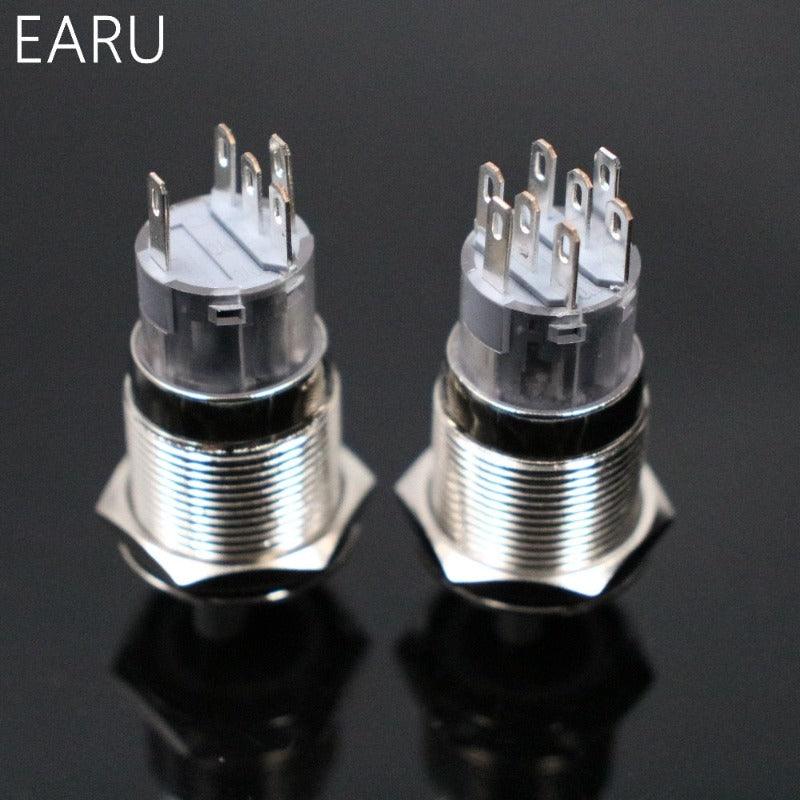 22mm 2 3 Position Switch Push Button Switch DPDT Illuminated Metal selector Rotary Switch with LED Waterproof Stainless Steel.