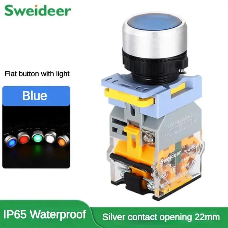 Flat Head 22MM 3-6V Waterproof Power Non-Latching Red Metal Push Button Switch With Red Led Light 01 - Foto 3