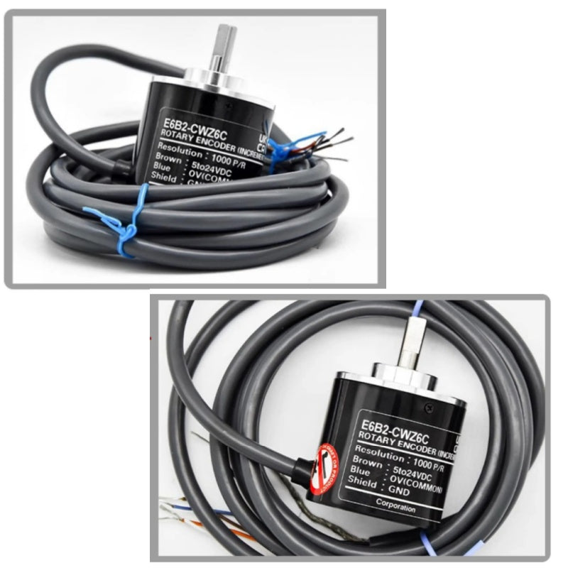 rotary encoder, optical encoder, incremental encoder, E6B2-CWZ6C, E6B2CWZ6C, NPN encoder, open collector encoder, speed sensor, position sensor, pulse encoder, motor encoder, OMRON compatible encoder, CNC encoder, automation sensor