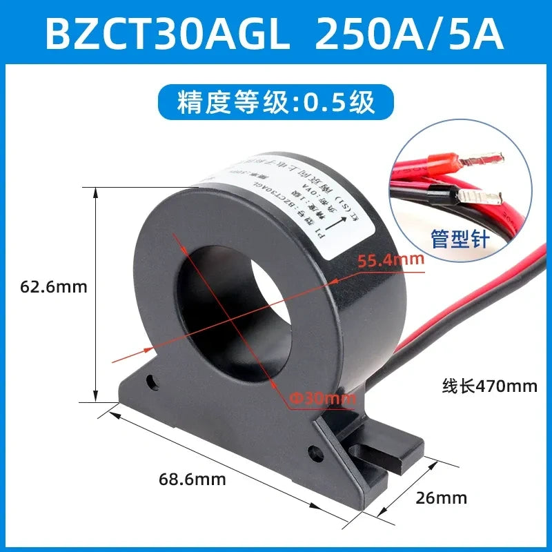 BZCT30AL current transformer, through core CT, energy meter current transformer, 250/5A CT, 0.5 class current transformer, 