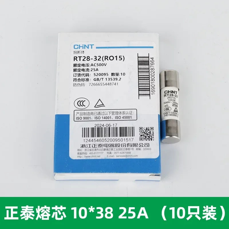 CHINT Cylindrical Fuse Links (gG/gL type),Fuse Size: 10×38mm (for 32A) / 25A