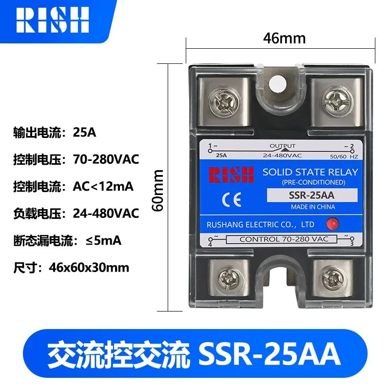 Solid State Relay SSR, DC to AC SSR, AC to AC SSR, DC to DC SSR, 10A SSR, 25A SSR, 40A SSR, 60A SSR, 80A SSR, 100A SSR, 120A SSR, contactless relay, sparkless relay module, industrial automation relay, temperature control SSR, heater control relay, motor control SSR, RISH SSR, MOC3083 SSR,SSR 25AA