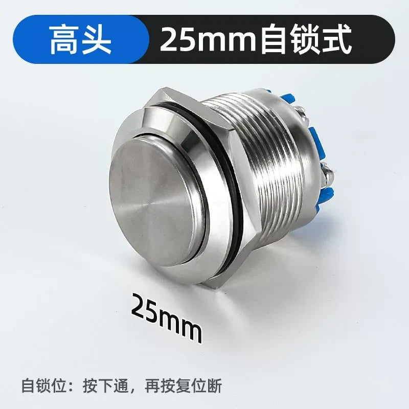high head metal button,screw terminal button,25mm self locking type waterproof button