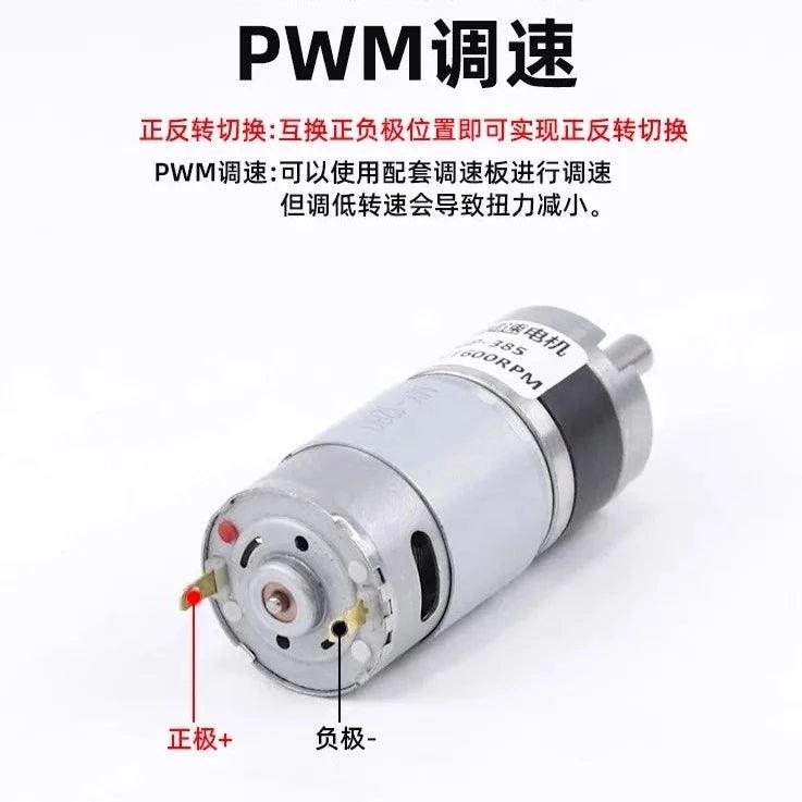 28GP-385 Planetary Gear DC Reduction Motor 12V 24V Adjustable Low Speed 12RPM-1600RPM PWM Micro Electric Motor All Metal