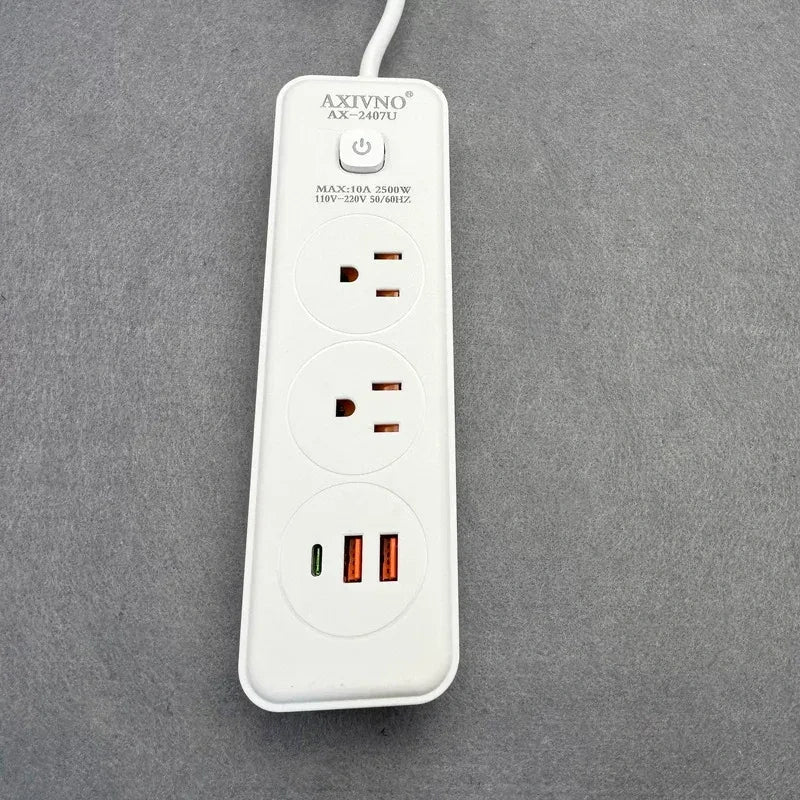 US power strip with USB C, USB charging surge protector,  2 port power bar with USB-A USB-C