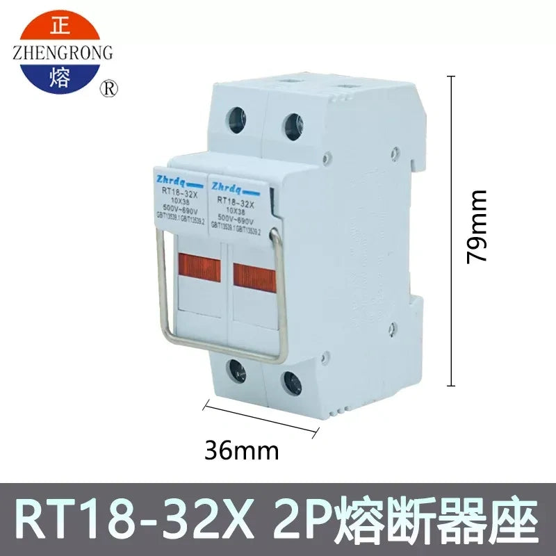 rt18‑32x fuse holder,10x38mm fuse base,2P din rail fuse holder