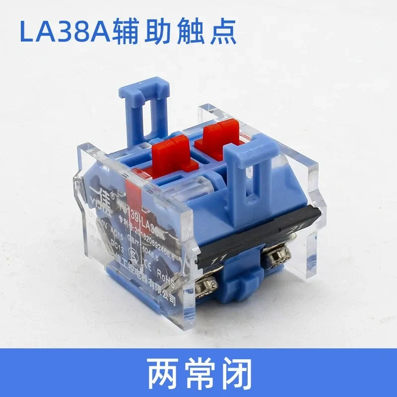 LA38 Push Button Base, Auxiliary Contact Block,  2NC Button Contact, Silver Alloy Contact Block, 10A 440V Button Base, Modular Push Button Contact, LA38 Series Accessories, Industrial Button Contact Block,