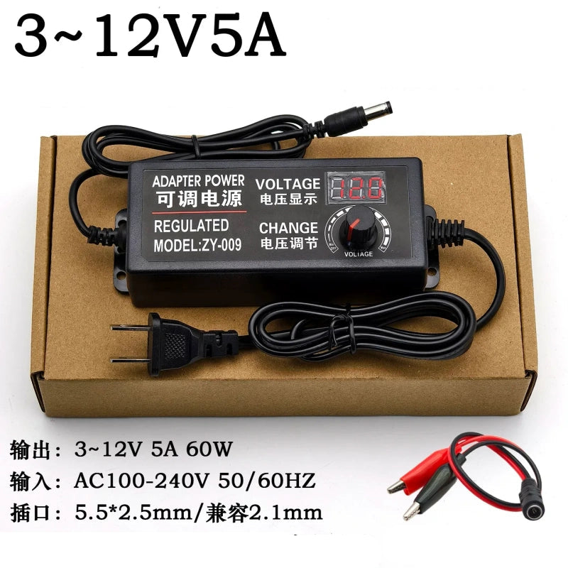 adjustable dc power supply, variable voltage adapter, 3V-12V 5a power adapter, dc motor speed controller, led dimmer power supply,220V to 3-12V power supply