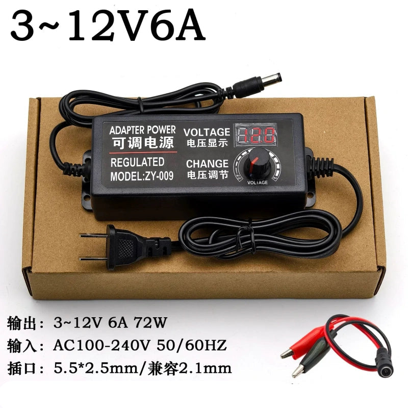 adjustable dc power supply, variable voltage adapter, 3V-12V 6a power adapter, dc motor speed controller, led dimmer power supply,220V to 3-12V power supply