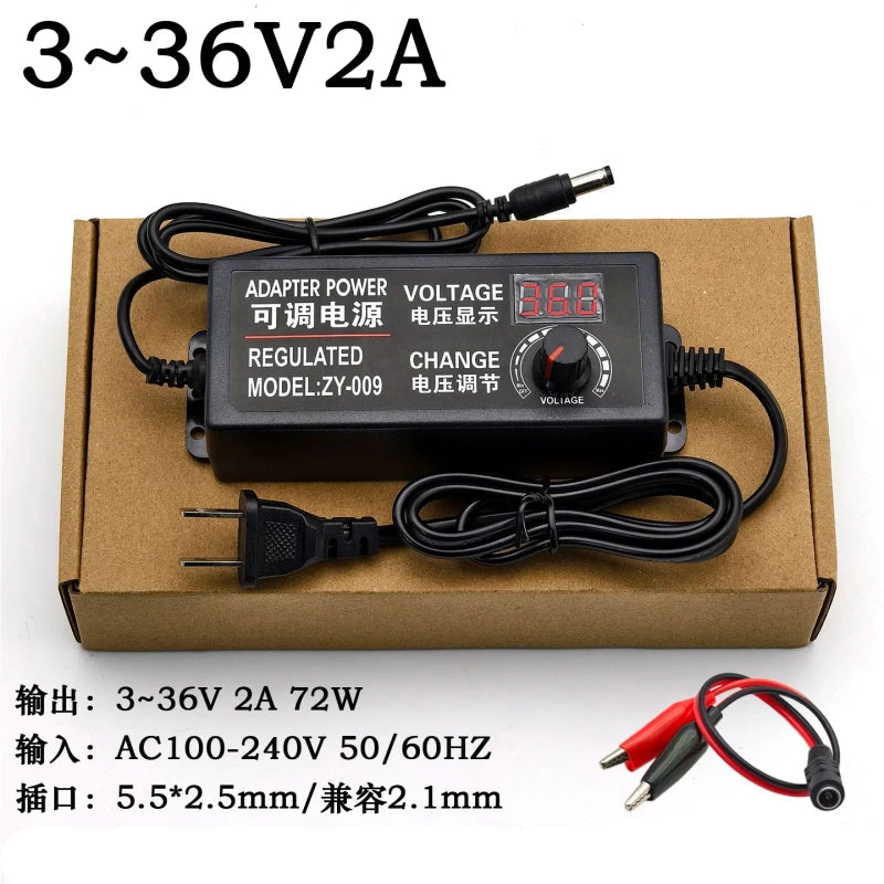 adjustable dc power supply, variable voltage adapter, 3V-36V 2a power adapter, dc motor speed controller, led dimmer power supply,220V to 3-36V power supply