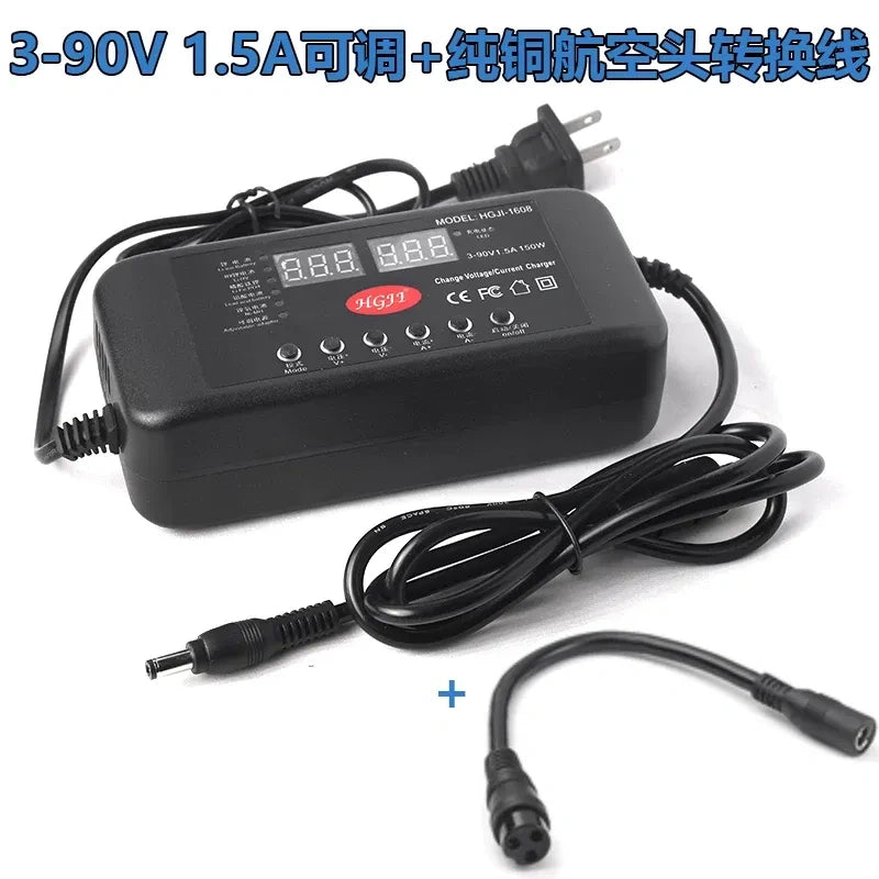 Adjustable DC Power Supply 3-60V 2.5A / 3-90V 1.5A, Digital Display Variable Voltage Current Charger