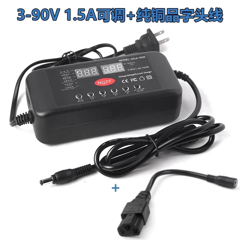 Adjustable DC Power Supply 3-60V 2.5A / 3-90V 1.5A, Digital Display Variable Voltage Current Charger