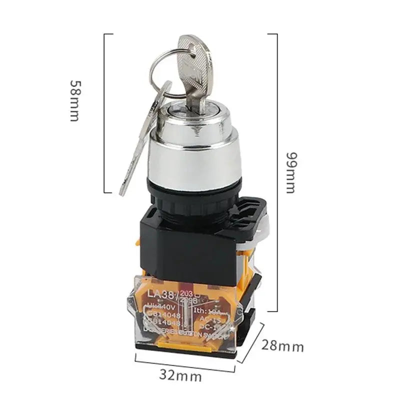 Electrical Rotary Switch Knob 22mm 2/3 Position Selector Power Key Switch Self-Locking 1NO 1NC LA38-11Y2 LA38-11Y3 - electrical center b2c