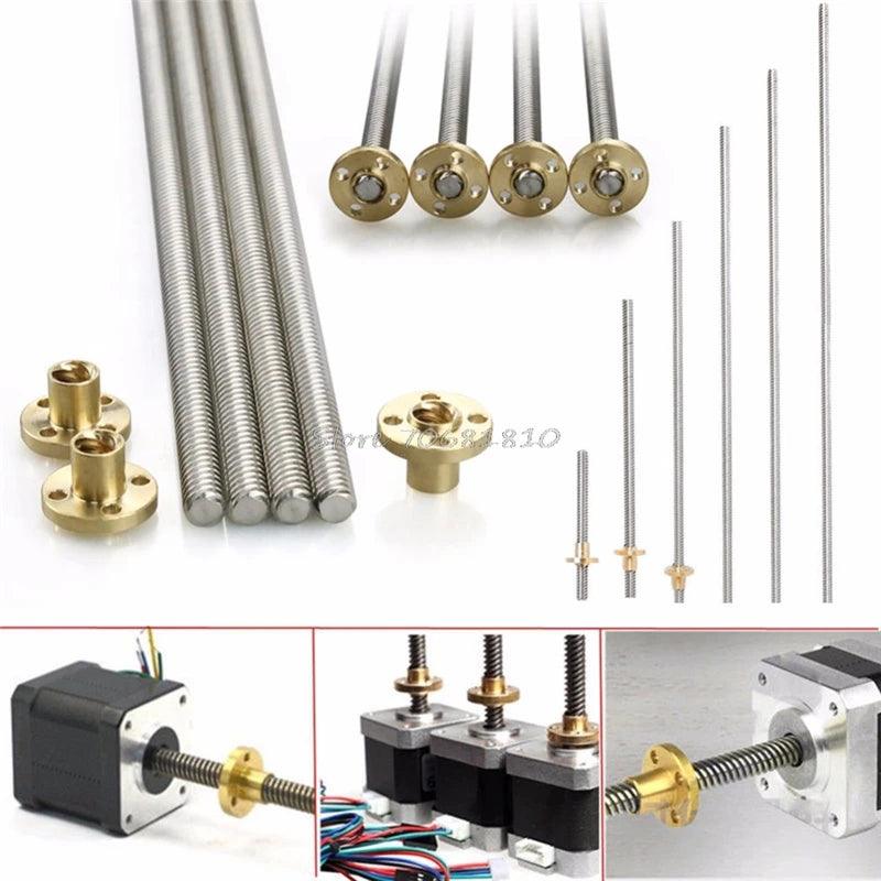 304 Stainless Steel T6 Threaded Rod Lead Screw 6mm with T6 Brass Nut for 3D Printer Machine Z Axis Linear Guides Stepper Motor,t6 lead screw