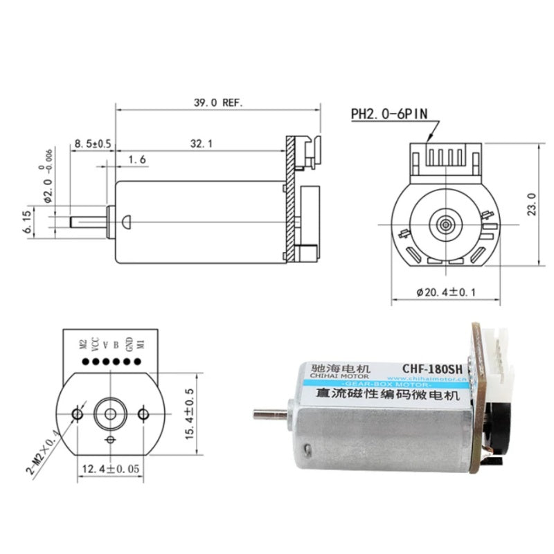 fk180 encoder motor, chf-fk180sh, 6v 12v dc motor, smart car encoder motor, 11-line ab phase encoder, 7800rpm 16000rpm motor, speed control motor, robotics kit motor, magnetic encoder motor, small dc motor, chiHai motor