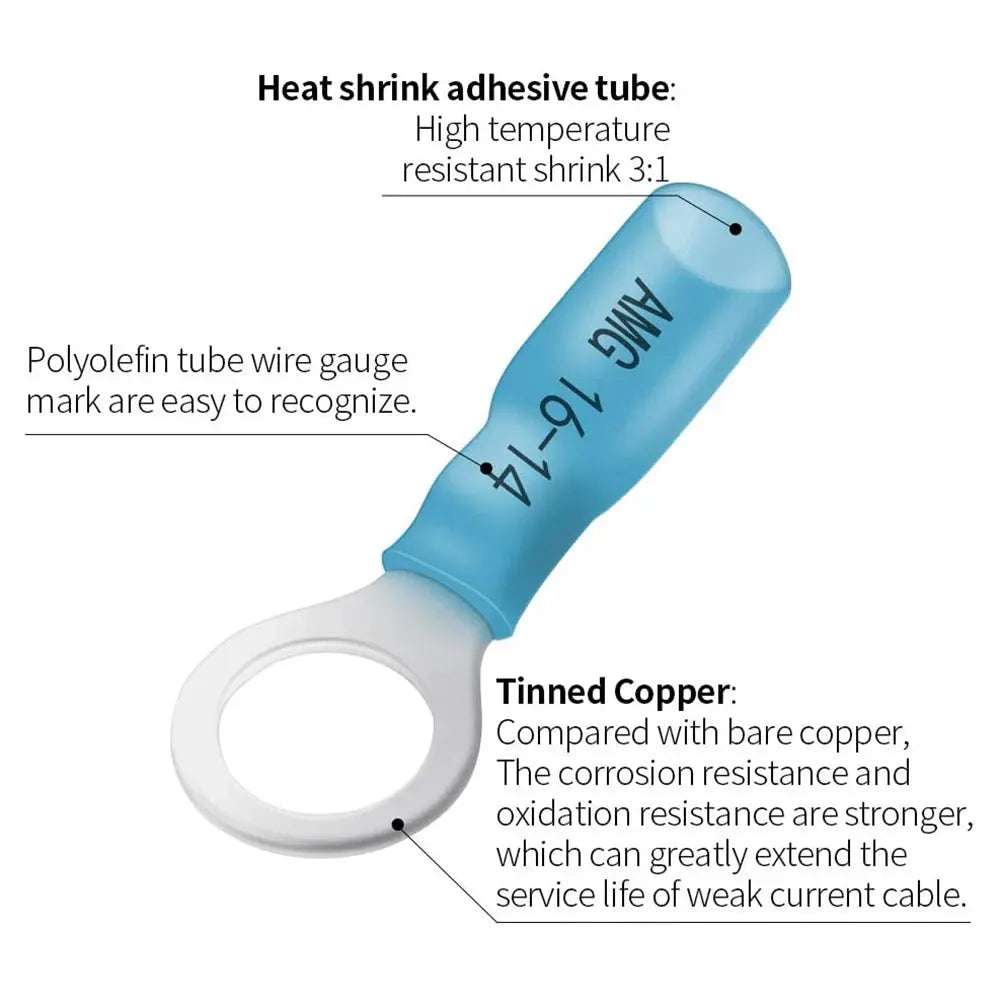 360PCS Marine Grade Heat Shrink Ring Connectors-Heat Shrink Wire Connectors Tinned Red Copper Insulated Ring Crimp Terminals electrical center b2c
