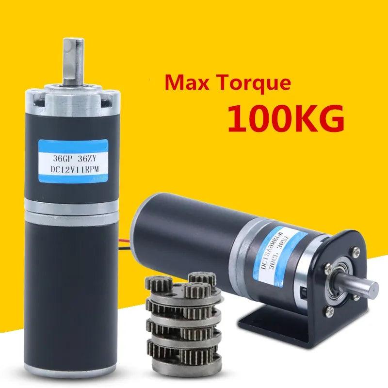 36GP-36ZY DC Motor 12V 24V Planetary Gear Motor High Torque 100KG Low Speed 11rpm-1538rpm PWM Forward Reverse Metal Electric