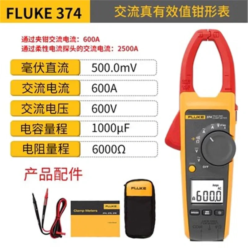 Fluke clamp meter, digital clamp meter, AC DC clamp ammeter, true RMS multimeter, industrial clamp tester,
Fluke 374, inrush current meter, three phase power clamp meter, power quality analyzer, non-contact voltage tester,electrician tools, HVAC repair tool