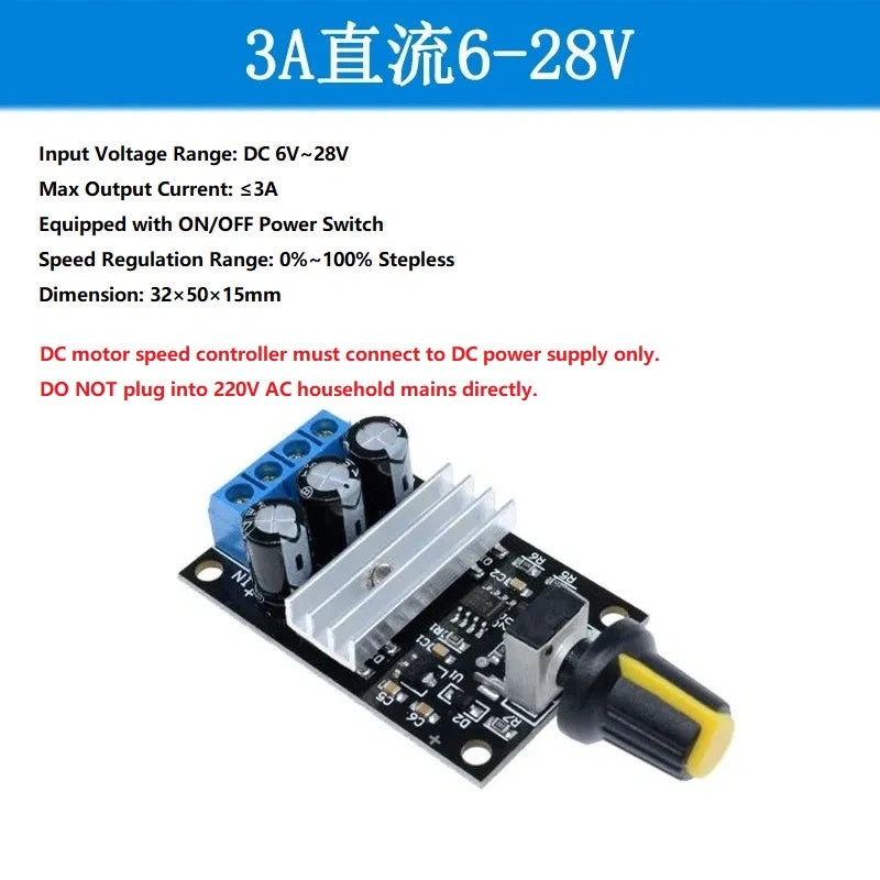 dc motor speed controller,pwm speed regulator,led dimmer module,dc fan speed control,3A DC6-28V speed controller,aquarium water pump speed control,led strip brightness dimmer,brushed dc motor control,