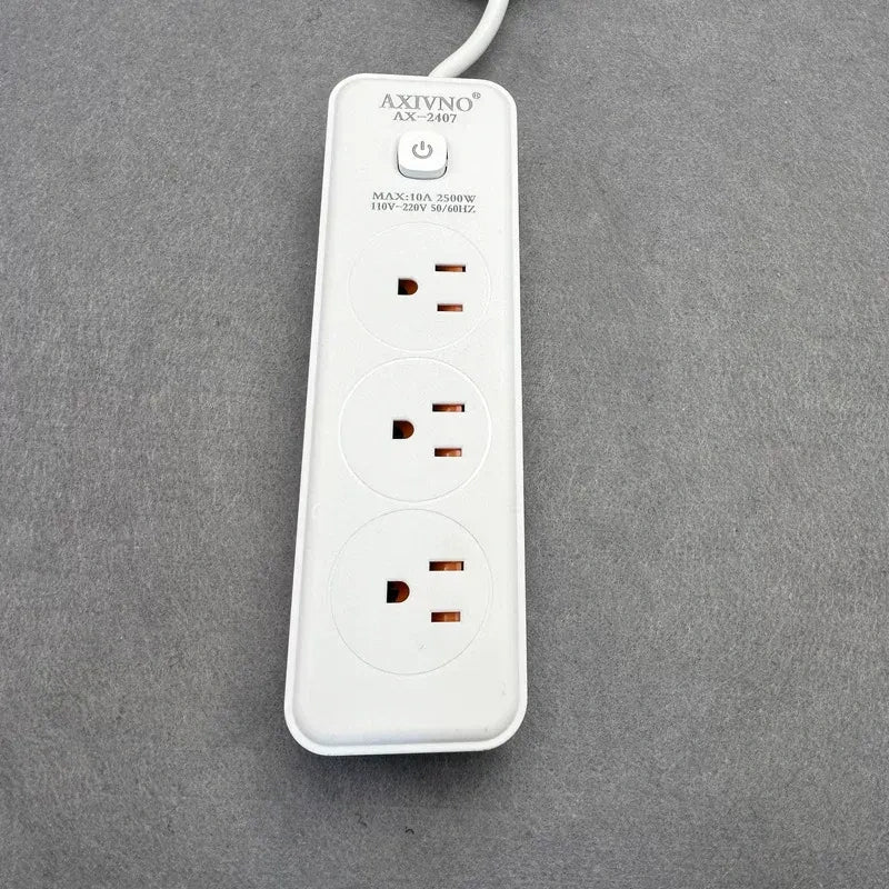 US power strip, 110V surge protector, American outlet extension cord, Taiwan power strip, 3 outlet US power strip, 2m 3m 5m long cord power strip, flame retardant power bar, home office surge suppressor