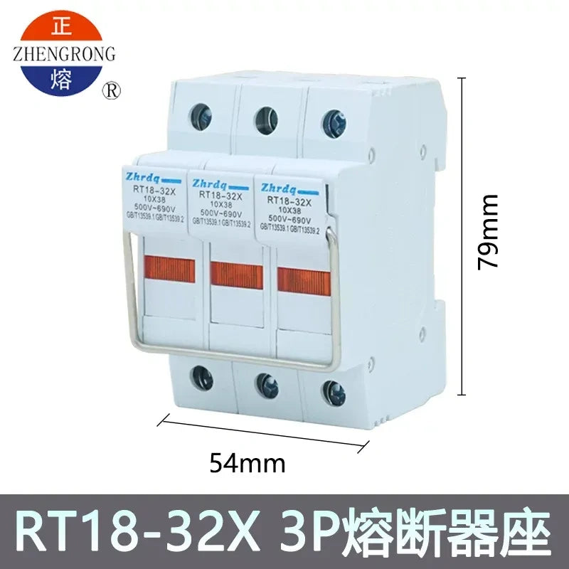 rt18‑32x fuse holder,10x38mm fuse base,3P din rail fuse holder