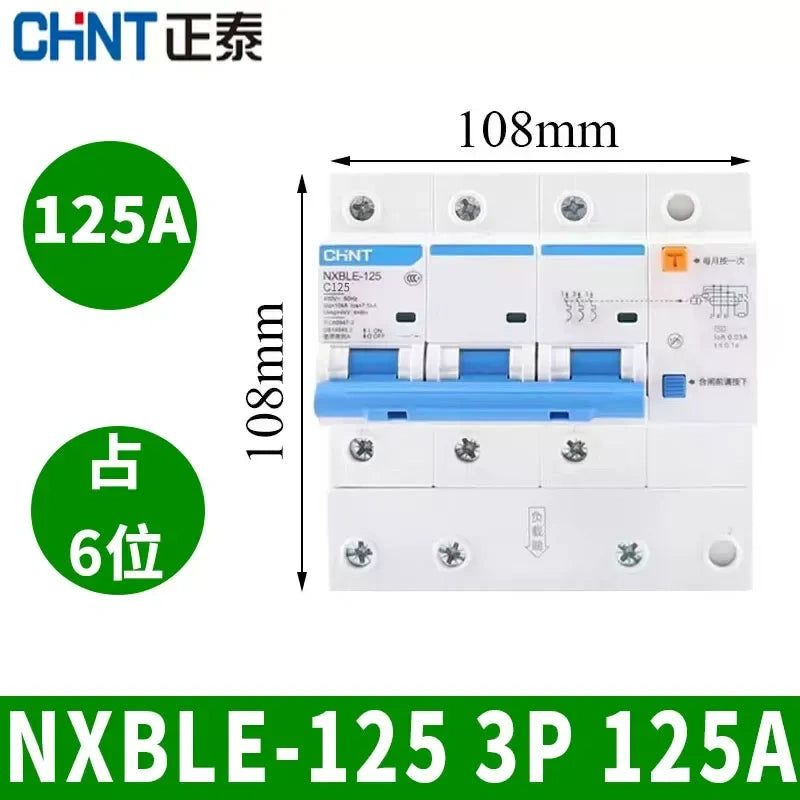 CHNT leakage breaker NXBLE-125 3p 125a 30mA RCD rcbo