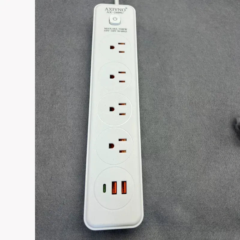 US power strip with USB C, USB charging surge protector,  4 port power bar with USB-A USB-C