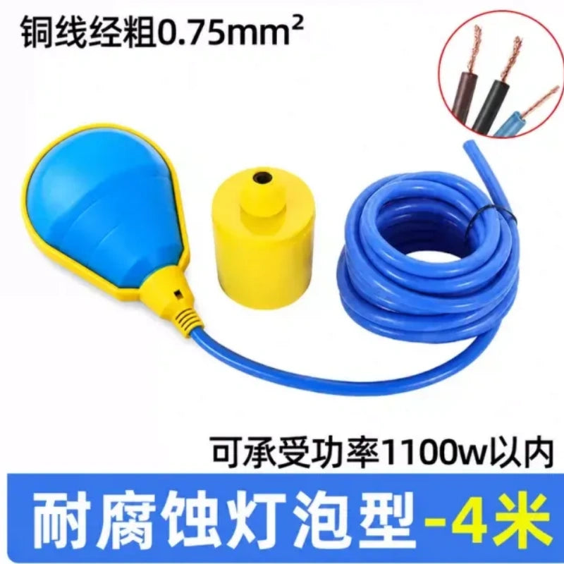 YT‑221,float switch,water drop float switch,liquid level switch,sump pump float switch,IP65 float sensor with 4m Silicone Corrosion‑Resistant Cable for Sewage & High‑Temperature Water Tank