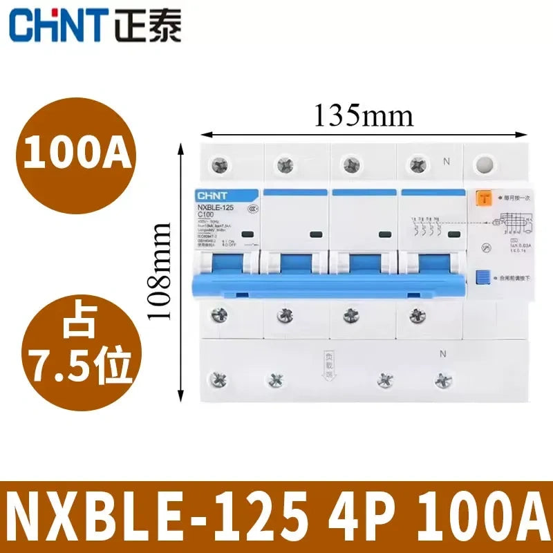 CHNT leakage breaker NXBLE-125 4p 100a 30mA RCD rcbo