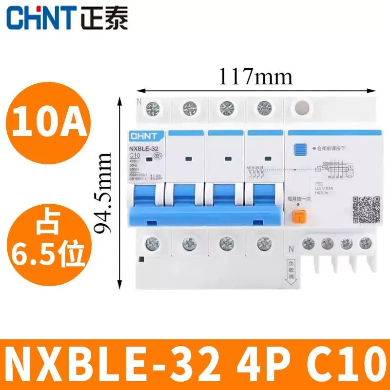 CHNT leakage breaker NXBLE-32 4p 10a 30mA RCD rcbo