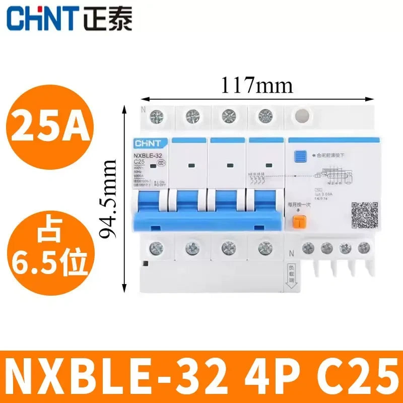 CHNT leakage breaker NXBLE-32 4p 25a 30mA RCD rcbo