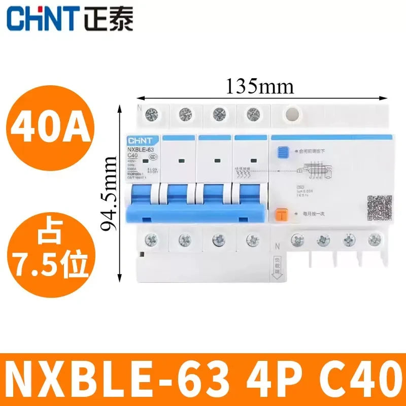 CHNT leakage breaker NXBLE-40 4p 40a 30mA RCD rcbo