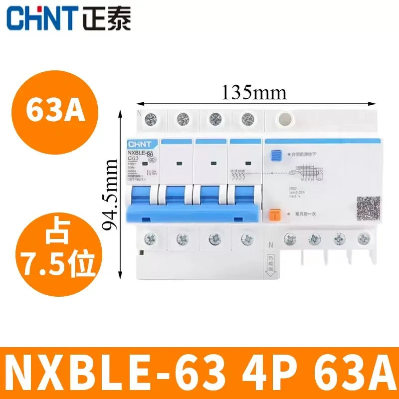 CHNT leakage breaker NXBLE-63 4p 63a 30mA RCD rcbo