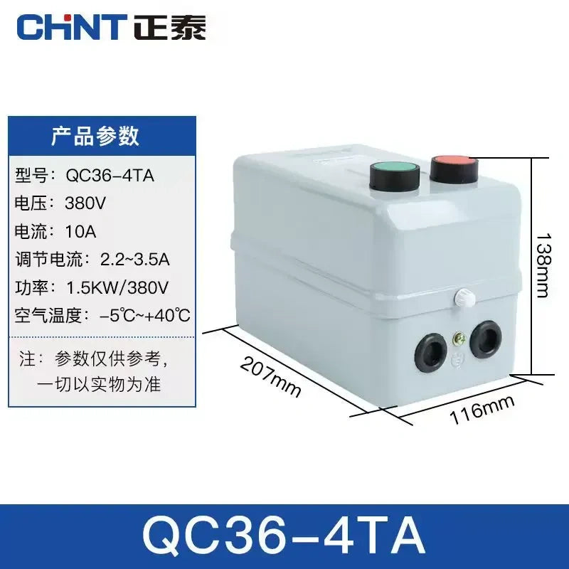 magnetic motor starter,3 phase dol starter,qc36-4ta motor starter,phase loss protection motor switch,
ac380v motor starter switch,2.2a~3.5a overload protected starter 