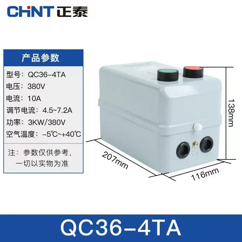 magnetic motor starter,3 phase dol starter,qc36-4ta motor starter,phase loss protection motor switch,
ac380v motor starter switch,4.5a~7.2a overload protected starter 