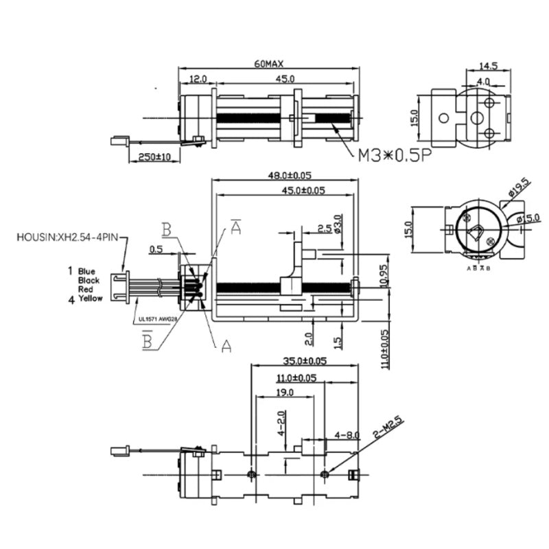 1530 Linear Stepper Motor/ 2-Phase 4-Wire