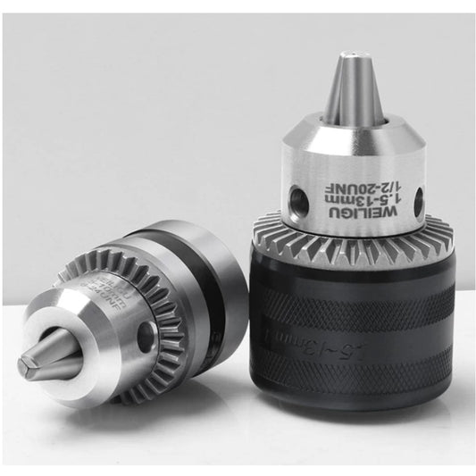 drill chuck, key type steel drill chuck, B12 B16 taper drill chuck, 1/2 3/8 threaded drill chuck, bench drill chuck replacement, hand drill bit holder, all metal heavy duty chuck