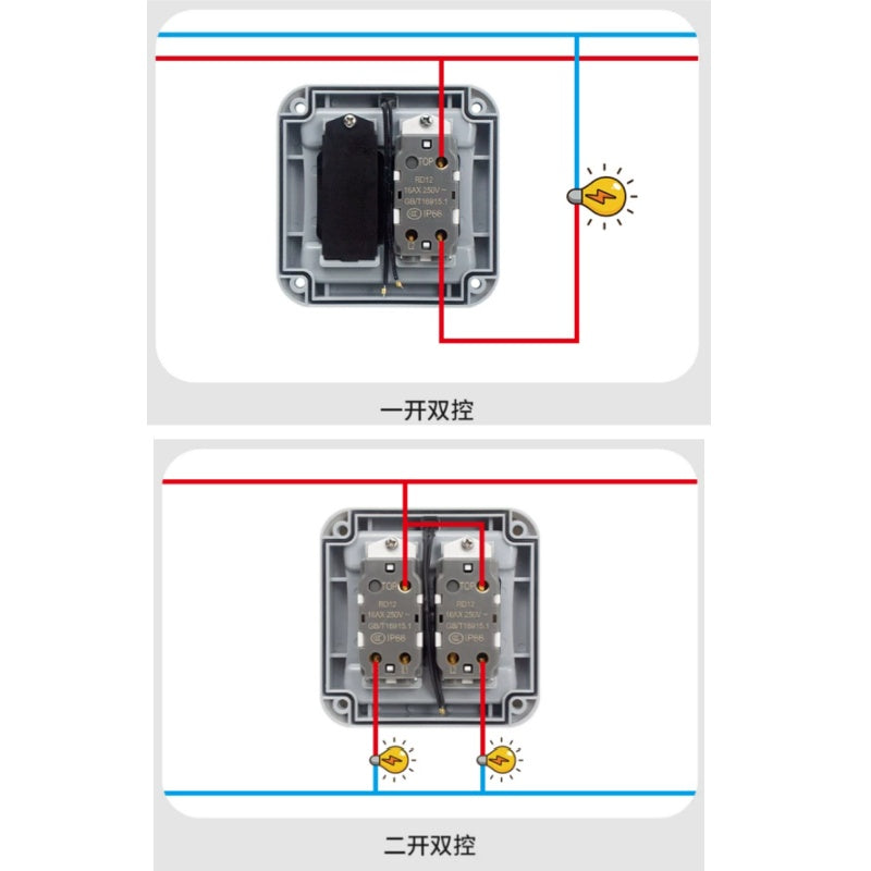 waterproof switch, outdoor wall switch, IP66 switch, IP55 switch, 16A wall switch, 20A heavy duty switch, surface mount switch, 86 type switch, weatherproof switch, outdoor power switch
Scenario & Attribute Keywords
garden switch, patio switch, bathroom switch, industrial switch, outdoor light switch, rainproof switch, dustproof switch, high current switch, heavy duty wall switch, outdoor doorbell switch