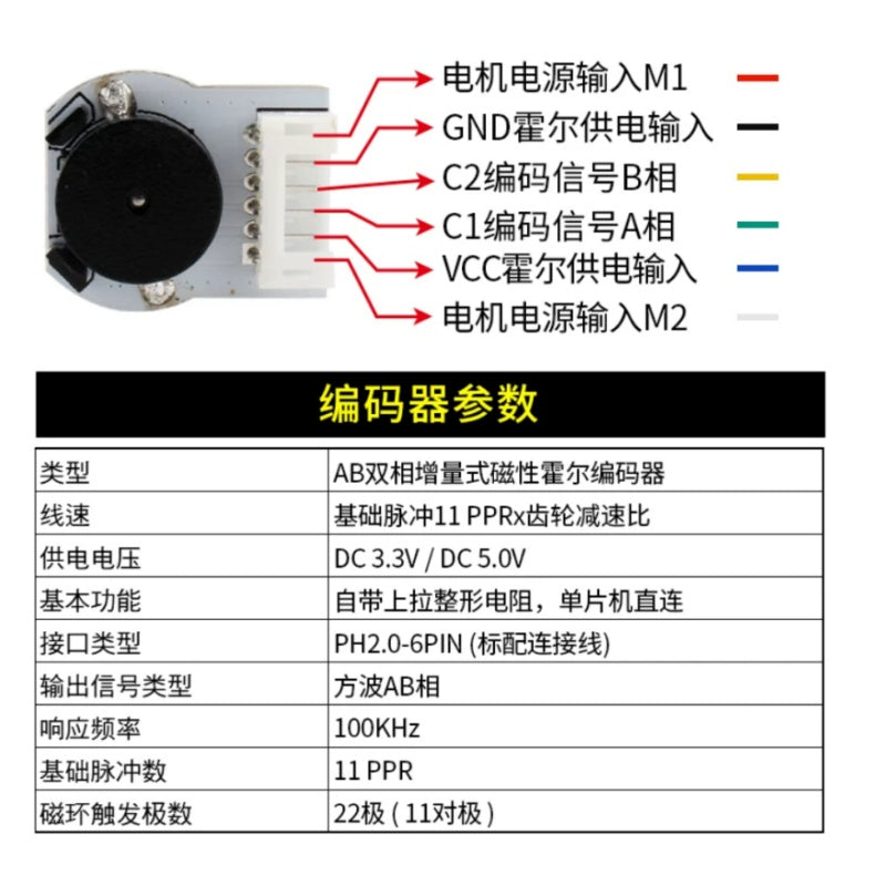fk180 encoder motor, chf-fk180sh, 6v 12v dc motor, smart car encoder motor, 11-line ab phase encoder, 7800rpm 16000rpm motor, speed control motor, robotics kit motor, magnetic encoder motor, small dc motor, chiHai motor