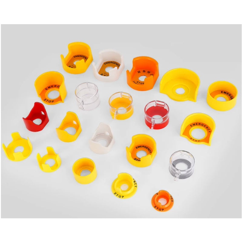 Push Button Accessories, 16mm 22mm Button Parts, Waterproof Button Cover, Emergency Stop Guard, Silicone Button Cap, Button Warning Ring, Button Scutcheon Plate, Panel Plug for Buttons, Industrial Button Accessories, LA16 LA38 Accessories, Control Panel Button Parts, Anti-Trip E-Stop Cover, Button Installation Wrench