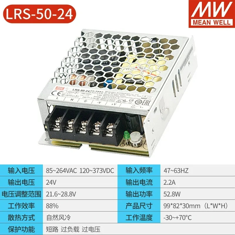 Mean Well LRS power supply, LRS-50-24, slim power supply, industrial power supply, LED strip power supply