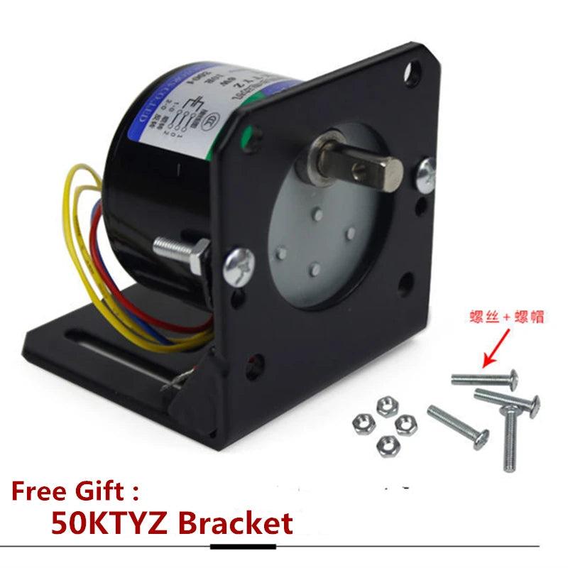 50KTYZ Permanent Magnet Synchronous Motor 6W With Fixed Bracket AC 12V 24V 110V 220V Geared Speed 1rpm to 60rpm Reversed CW CCW