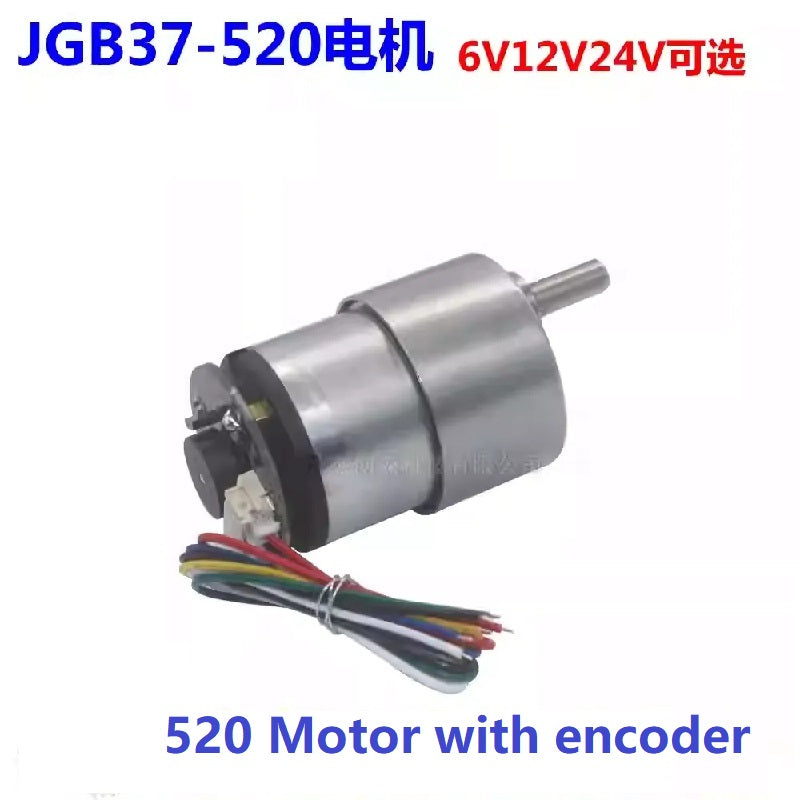 JGB37-520 DC Gear Motor with Hall Encoder, 6V 12V 24V Low Speed Reversible Motor for Balancing Car & Robot