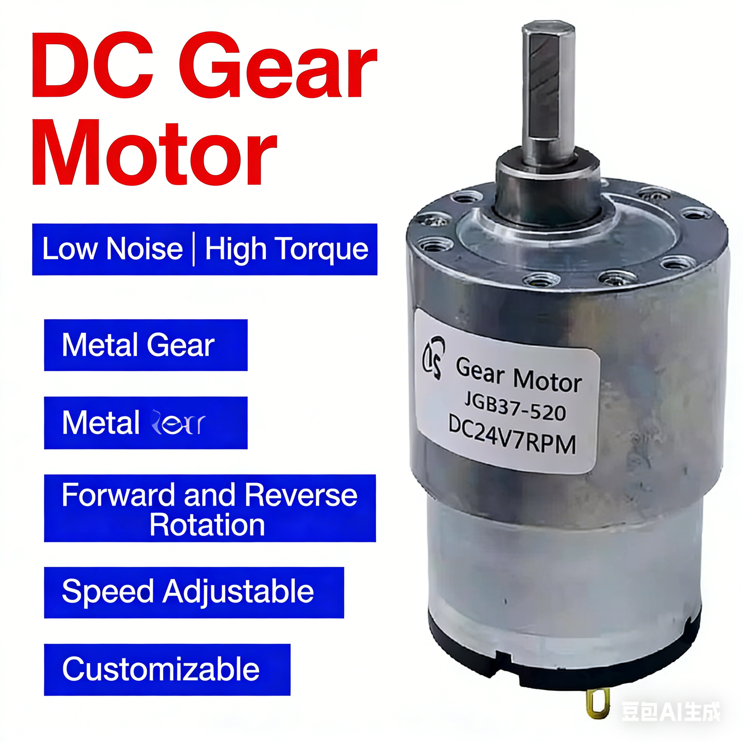 JGB37-520 DC Gear Motor 6V 12V 24V High Torque Metal Gear Low Speed Motor