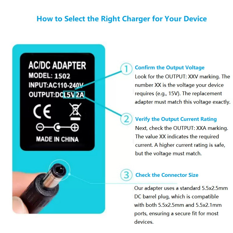 5V 9V 12V 15V power adapter, portable speaker charger, trolley speaker power supply, universal karaoke machine charger, AC/DC adapter 1A 2A 3A, boombox power adapter, multi-voltage charger, 3-in-1 connector charger, 5.5mm DC power supply, US plug speaker charger, dance party speaker charger, center positive power adapter